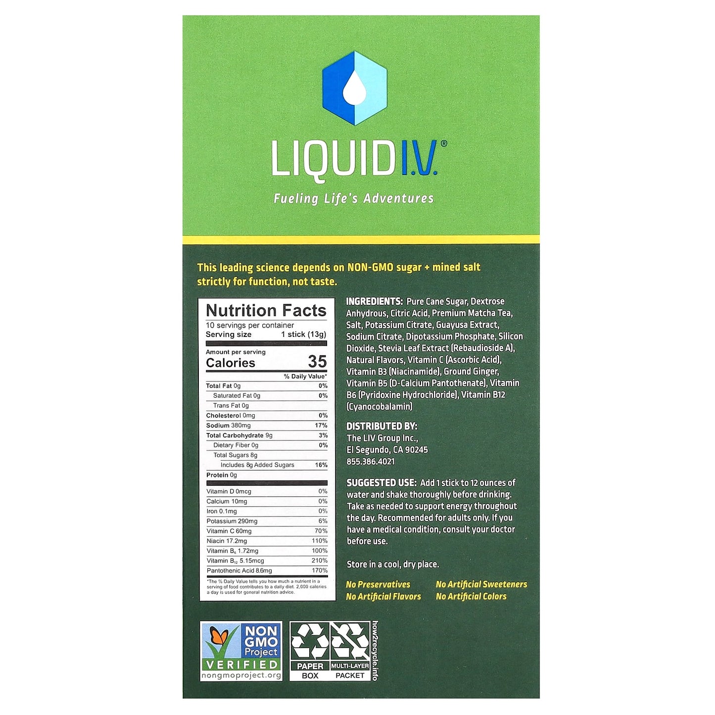 Liquid I.V., Energy Multiplier, Supercharged Energy Drink Mix, Lemon Ginger, 10 Stick Packs, 0.45 oz (13 g) Each - Image 2
