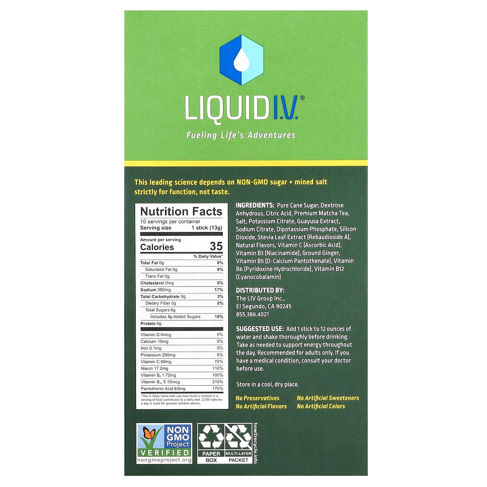 Liquid I.V., Energy Multiplier, Supercharged Energy Drink Mix, Lemon Ginger, 10 Stick Packs, 0.45 oz (13 g) Each - Image 2
