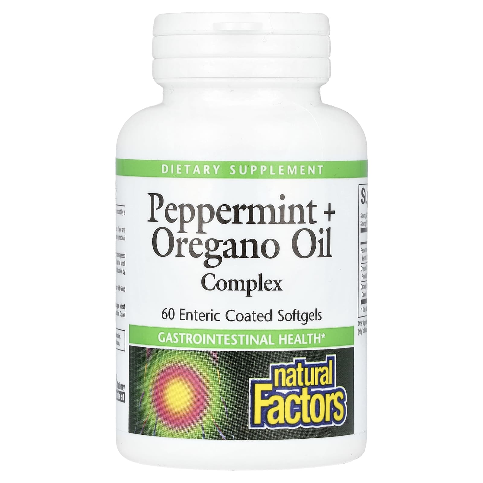 Natural Factors, Peppermint + Oregano Oil Complex, 60 Enteric Coated Softgels
