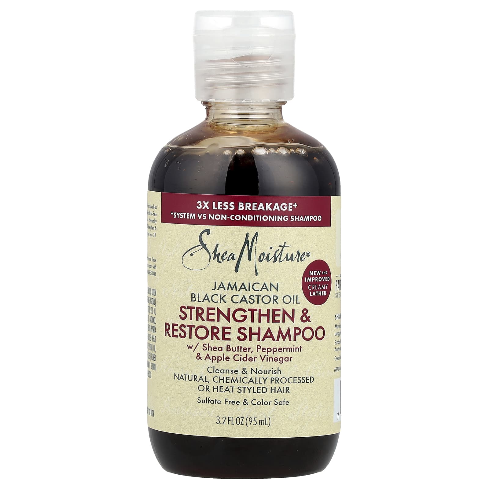 SheaMoisture, Jamaican Black Castor Oil, Strengthen & Restore Shampoo, 3.2 fl oz (95 ml) - Image 1