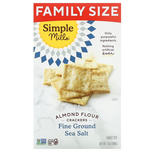 Simple Mills, Almond Flour Crackers, Fine Ground Sea Salt, Family Size, 7 oz (199 g) - Image 1