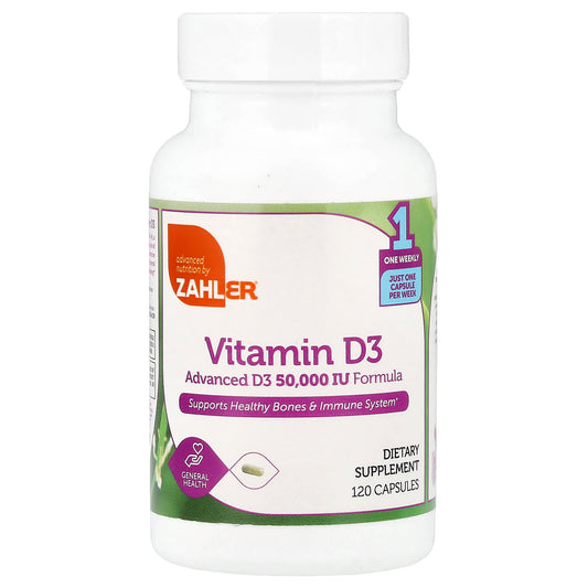 Zahler, Vitamin D3, 1,250 mcg (50,000 IU), 120 Capsules - Image 1