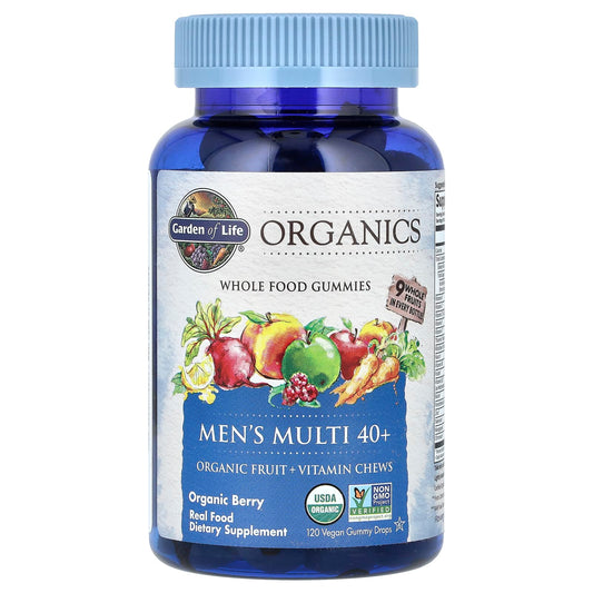 Garden of Life Men's Multi 40+, Organic Berry, Vegan Gummy Drops, USDA Organic - Image 1