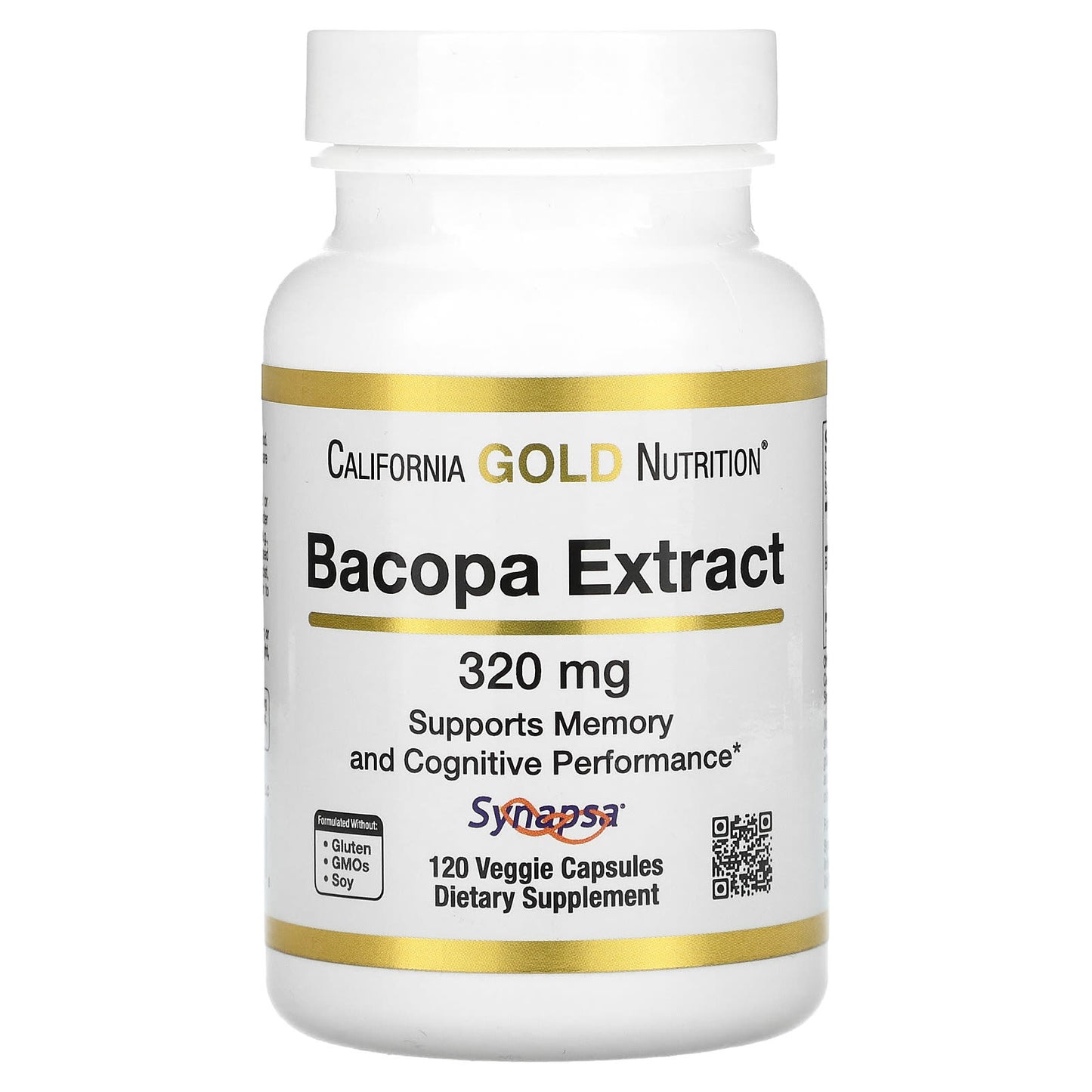 Bacopa Extract by California Gold Nutrition - 320mg, 120 Capsules - Image 1