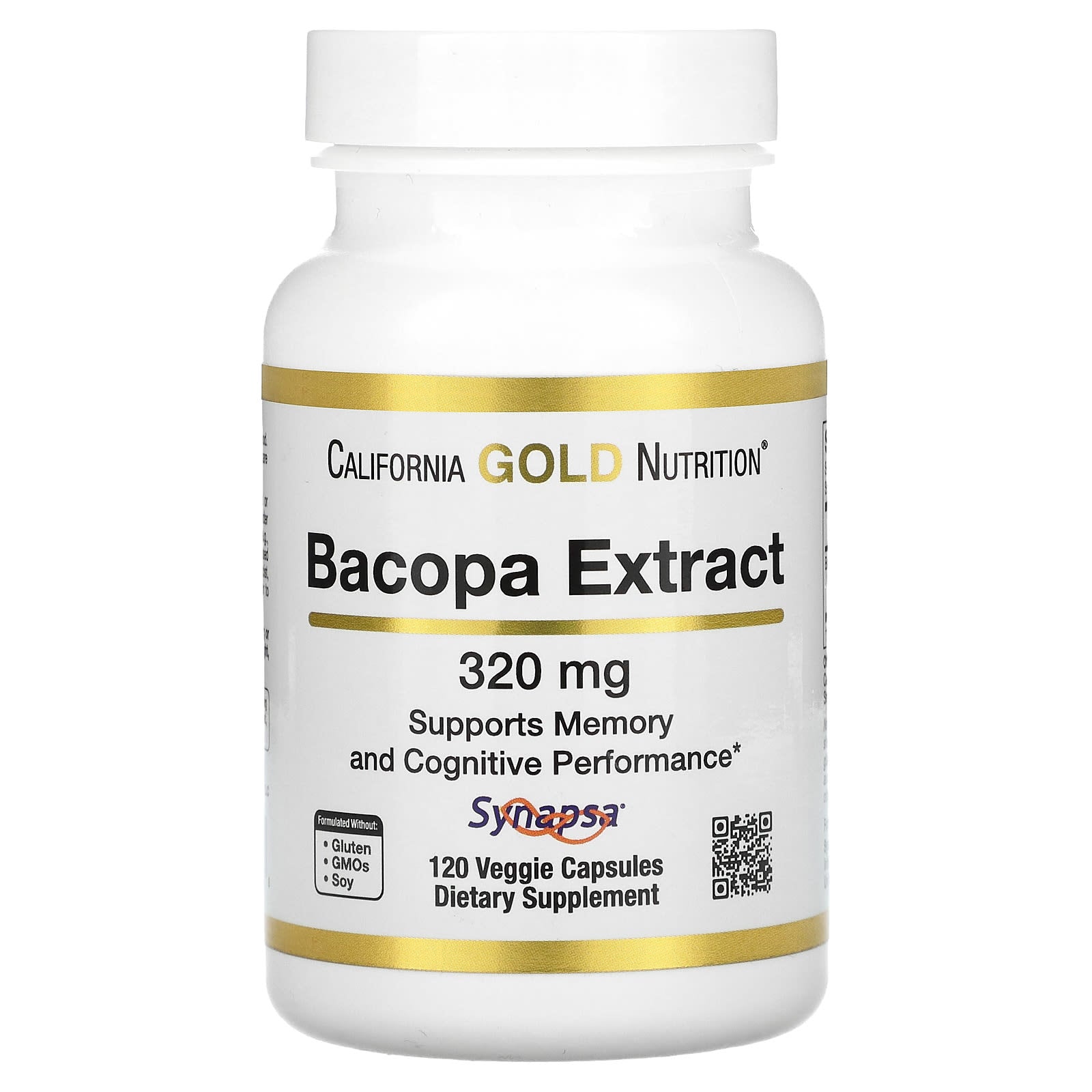 Bacopa Extract by California Gold Nutrition - 320mg, 120 Capsules - Image 1