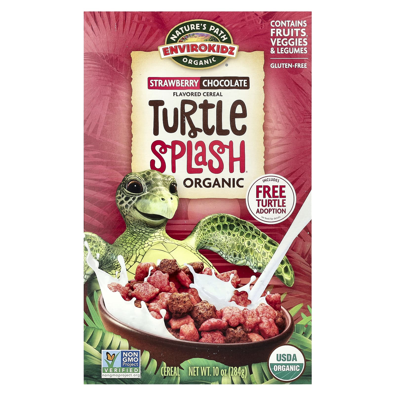 Nature's Path, EnviroKidz, Organic Turtle Splash Cereal, Strawberry Chocolate, 10 oz (284 g) - Image 1