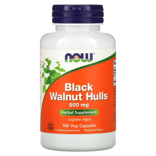NOW Foods, Black Walnut Hulls, 500 mg, 100 Veg Capsules - Image 1
