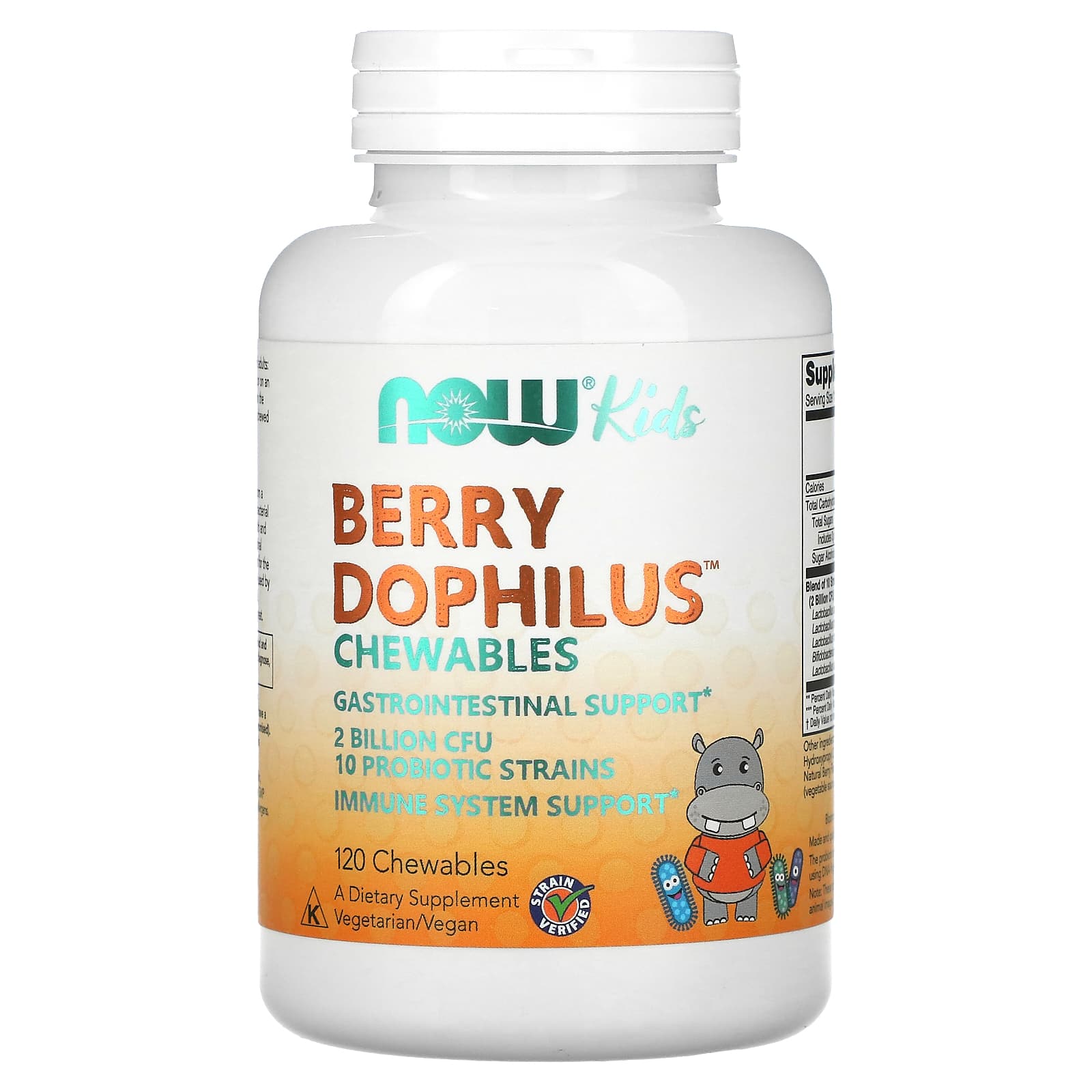 NOW Foods, Berry Dophilus, Kids, 2 Billion CFU, 120 Chewables - Image 1