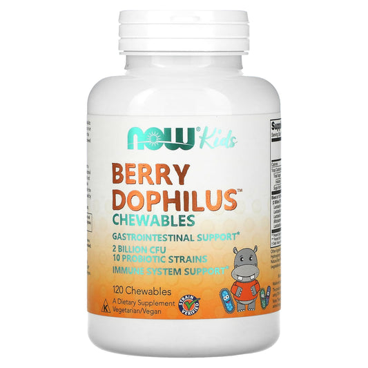 NOW Foods, Berry Dophilus, Kids, 2 Billion CFU, 120 Chewables - Image 1