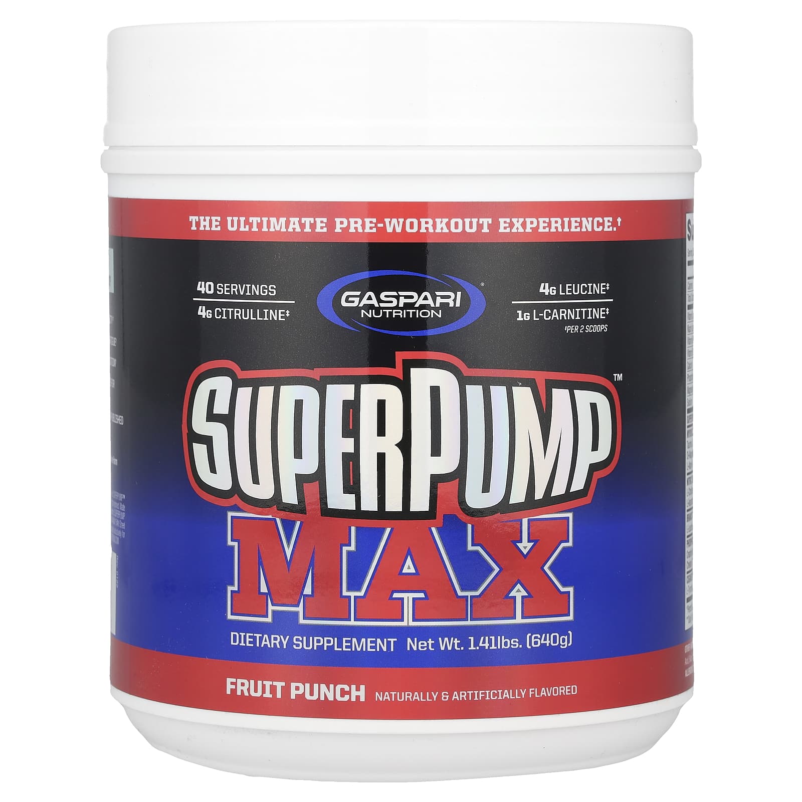 Gaspari Nutrition SuperPump Max Fruit Punch Pre-Workout Supplement - Image 1