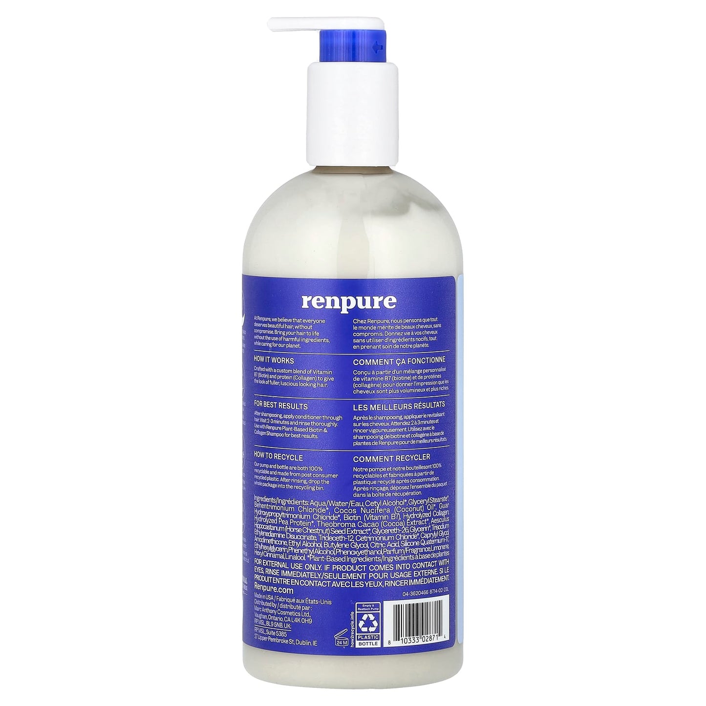 Renpure, Plant-Based Conditioner, Biotin & Collagen, 24 fl oz (710 ml) - Image 2