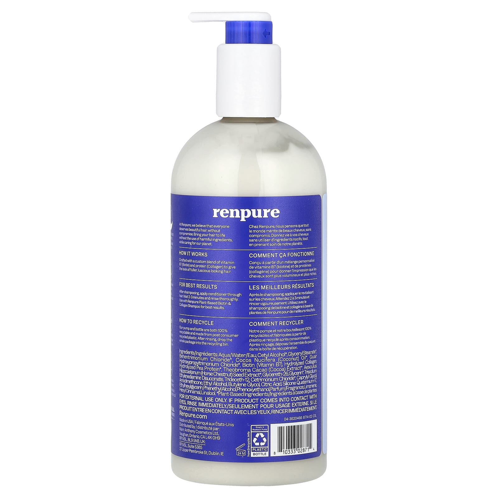 Renpure, Plant-Based Conditioner, Biotin & Collagen, 24 fl oz (710 ml) - Image 2