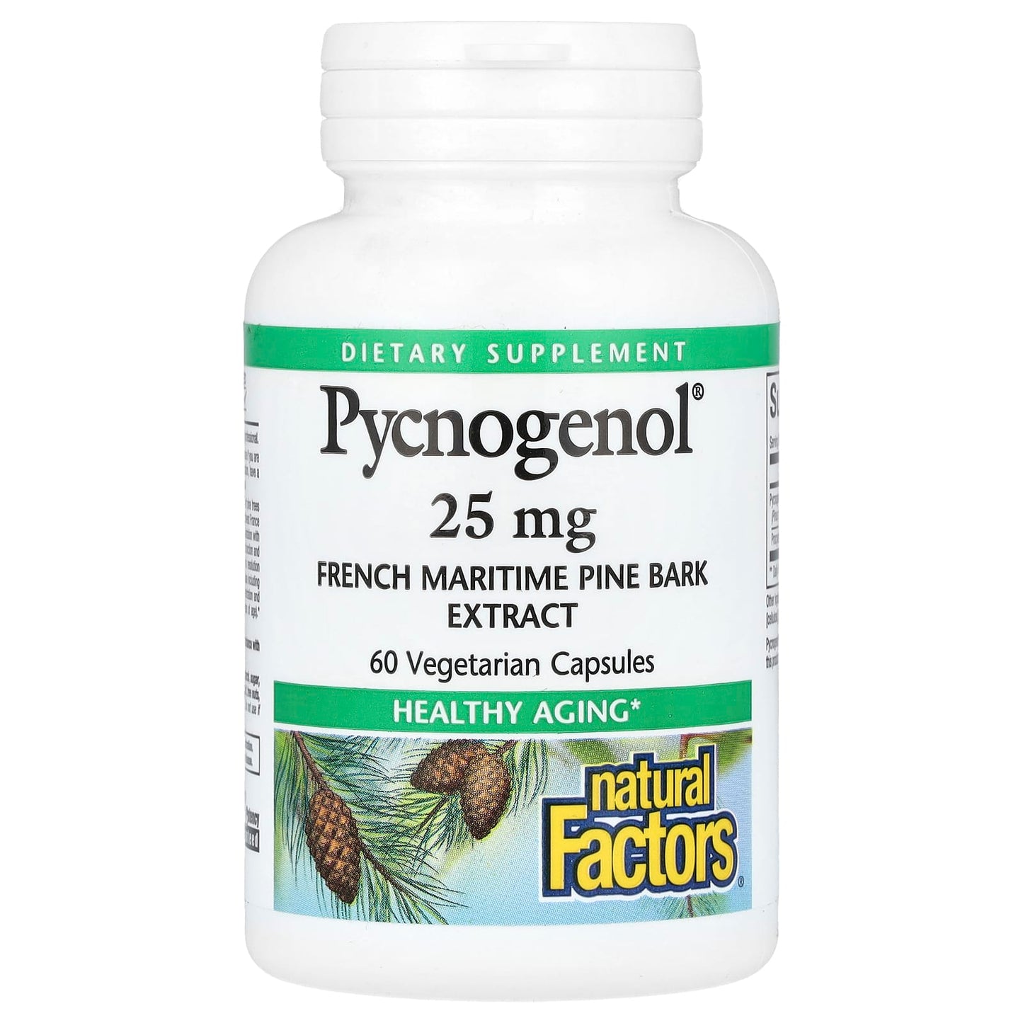 Natural Factors, Pycnogenol, 25 mg, 60 Vegetarian Capsules - Image 1