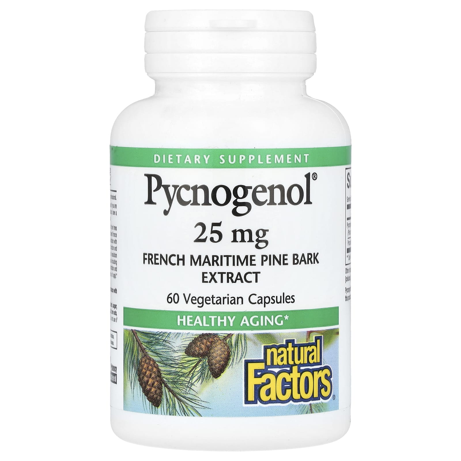 Natural Factors, Pycnogenol, 25 mg, 60 Vegetarian Capsules - Image 1