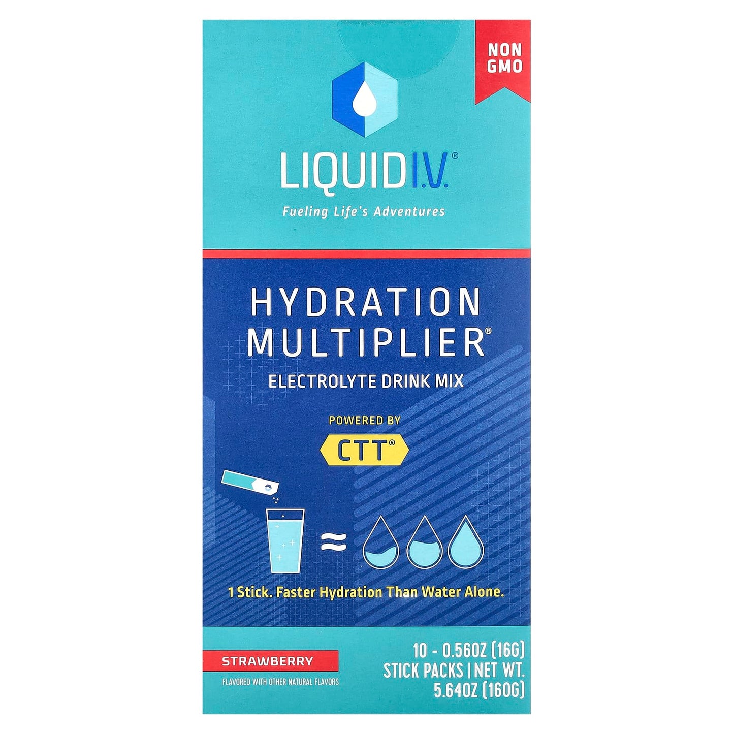 Liquid I.V., Hydration Multiplier®, Electrolyte Drink Mix, Strawberry, 10 Stick Packs, 0.56 oz (16 g) Each - Image 1