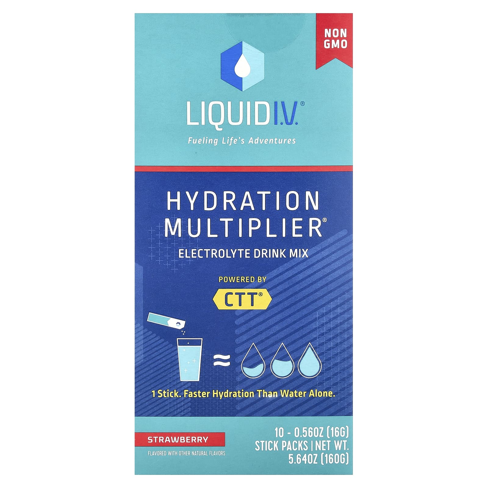 Liquid I.V., Hydration Multiplier®, Electrolyte Drink Mix, Strawberry, 10 Stick Packs, 0.56 oz (16 g) Each - Image 1
