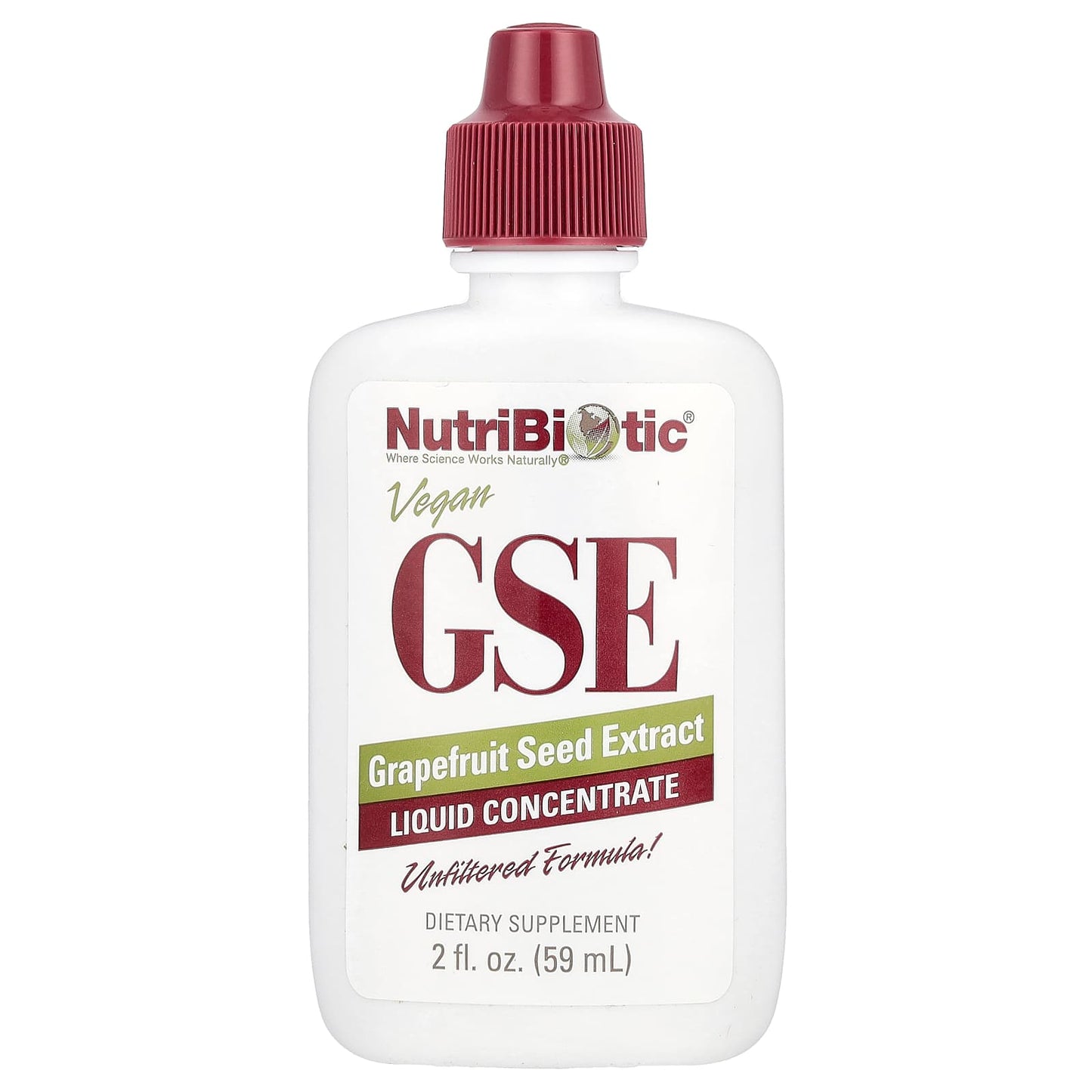 NutriBiotic, Vegan GSE Grapefruit Seed Extract, Liquid Concentrate, 100 mg, 2 fl oz (59 ml) - Image 1