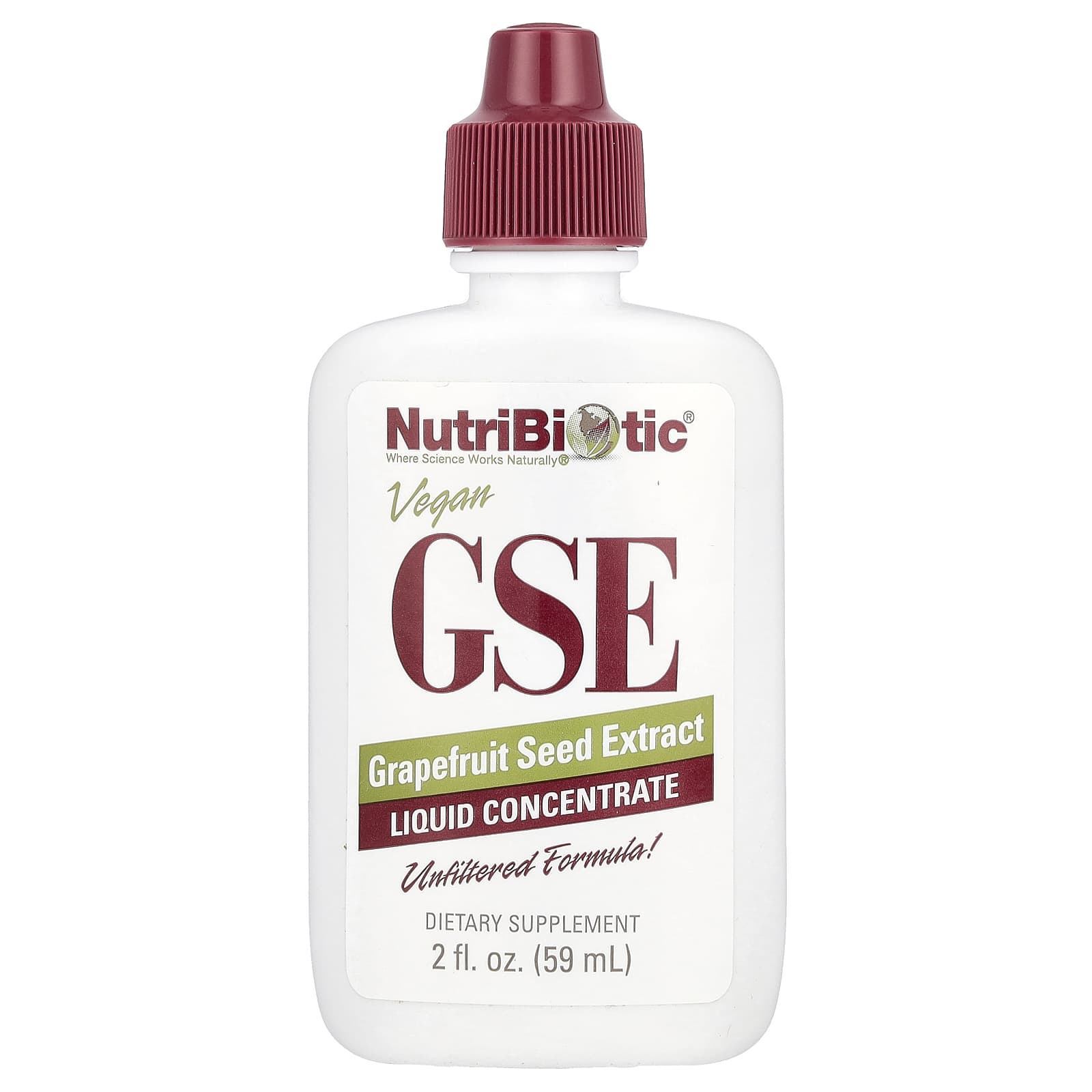NutriBiotic, Vegan GSE Grapefruit Seed Extract, Liquid Concentrate, 100 mg, 2 fl oz (59 ml) - Image 1