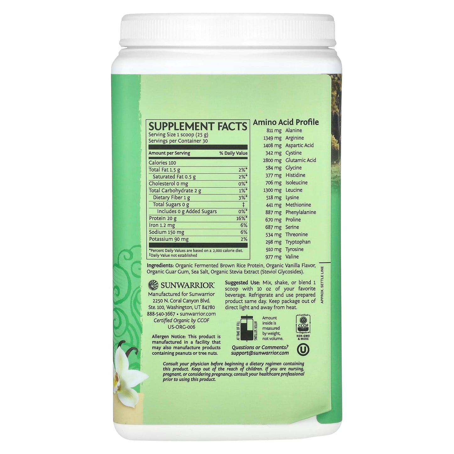 Sunwarrior, Classic Protein, Vanilla, 1.65 lb (750 g) - Image 2