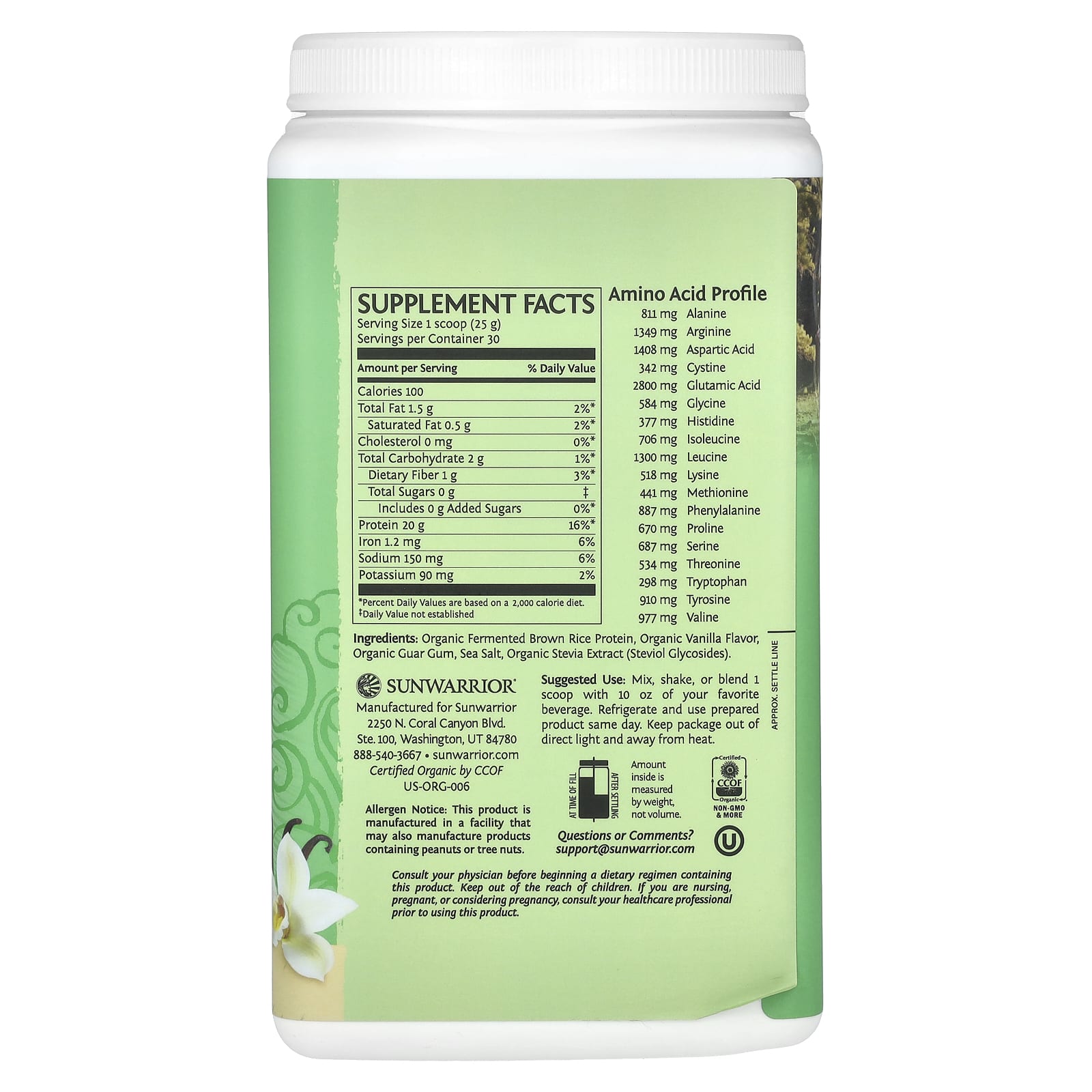 Sunwarrior, Classic Protein, Vanilla, 1.65 lb (750 g) - Image 2