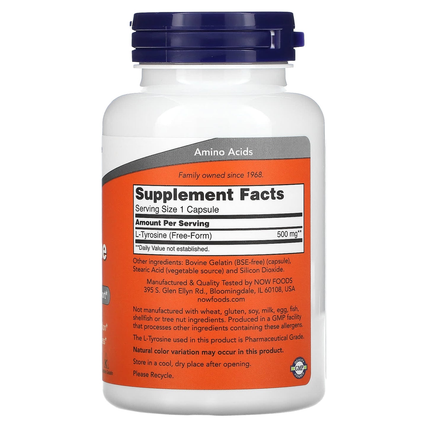 NOW Foods, L-Tyrosine, 500 mg, 120 Capsules - Image 2
