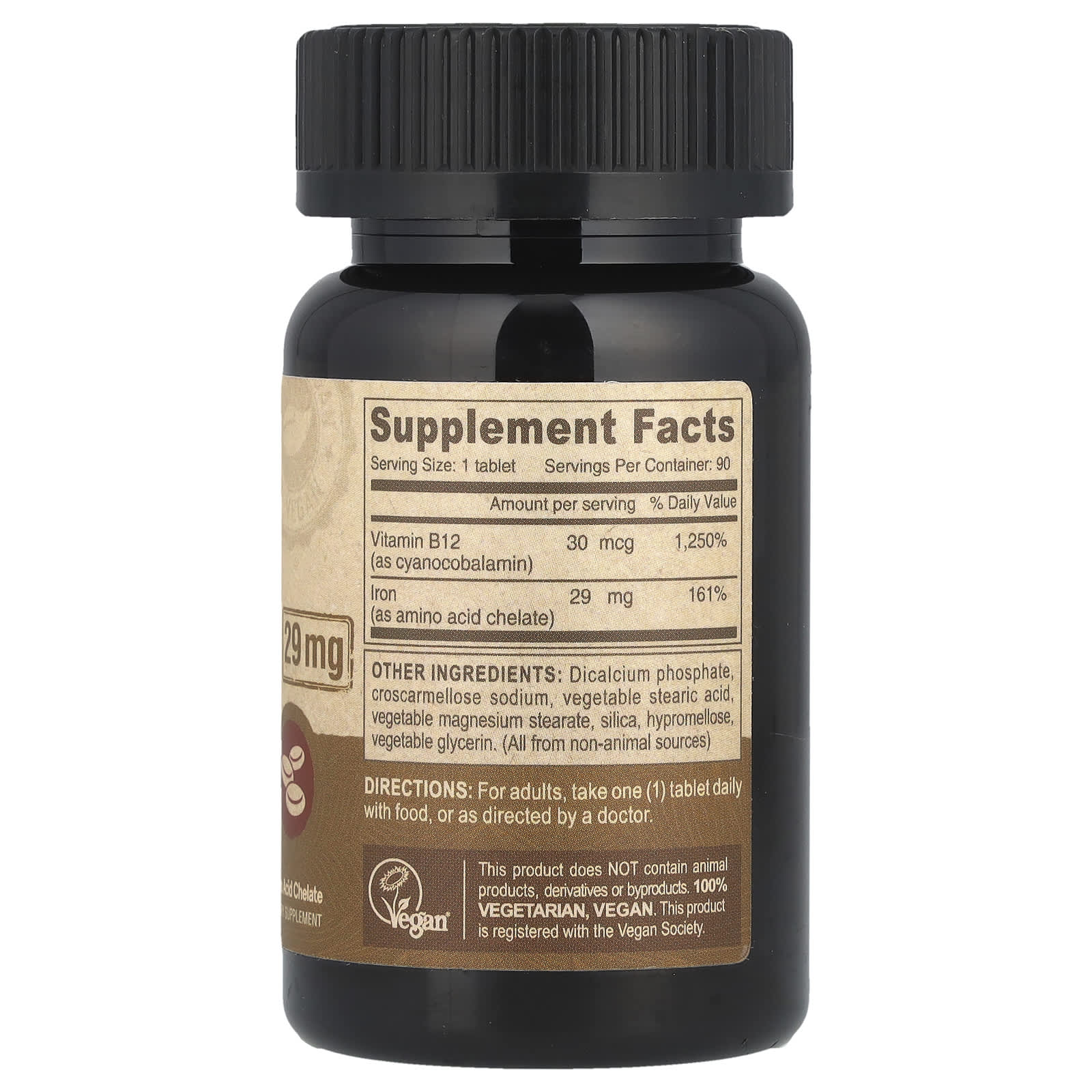 Deva Vegan Iron Supplement 90 Tablets - B12 Amino Chelate - Image 2