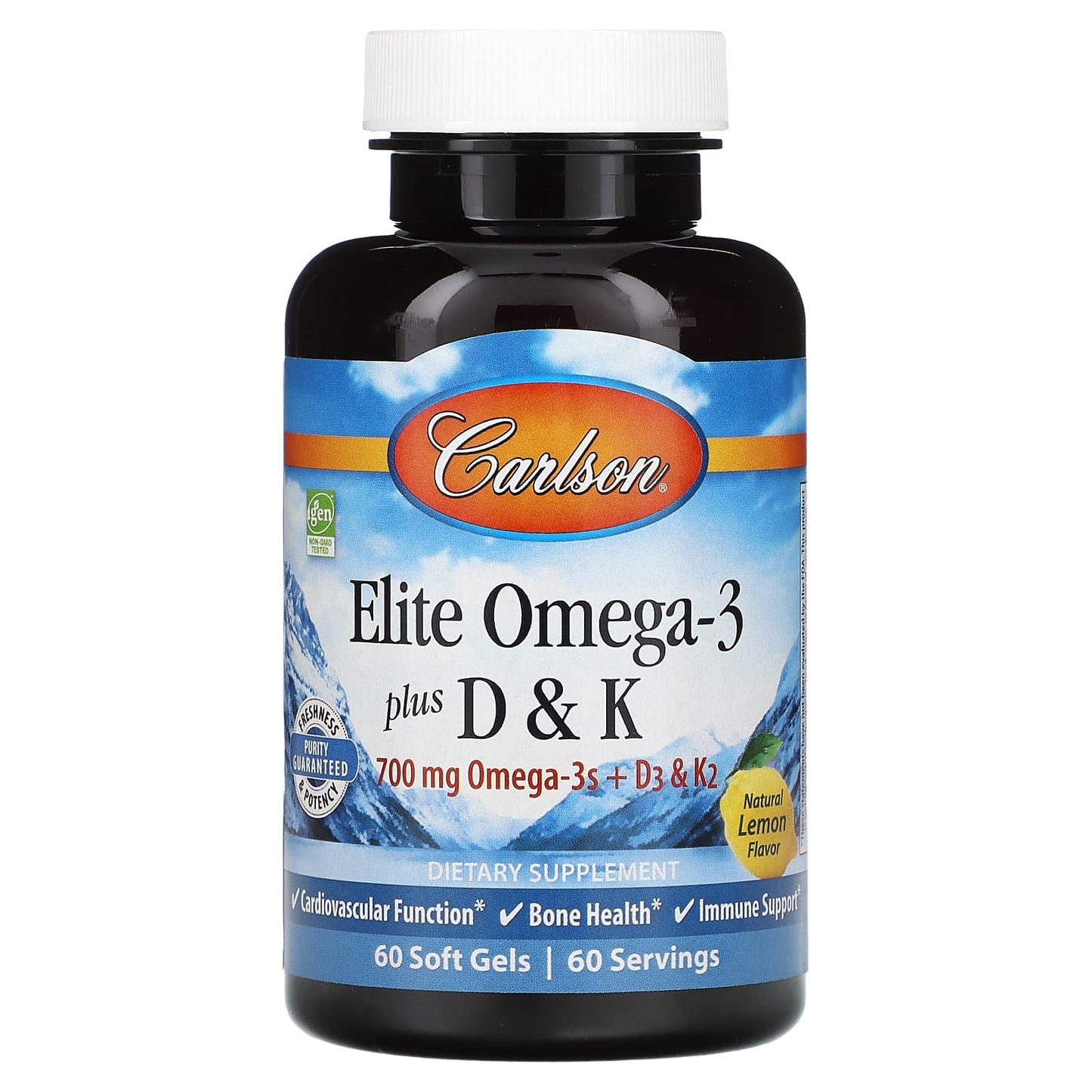 Carlson Omega-3, D3, & K2 Supplement - Natural Lemon Flavor - Image 1