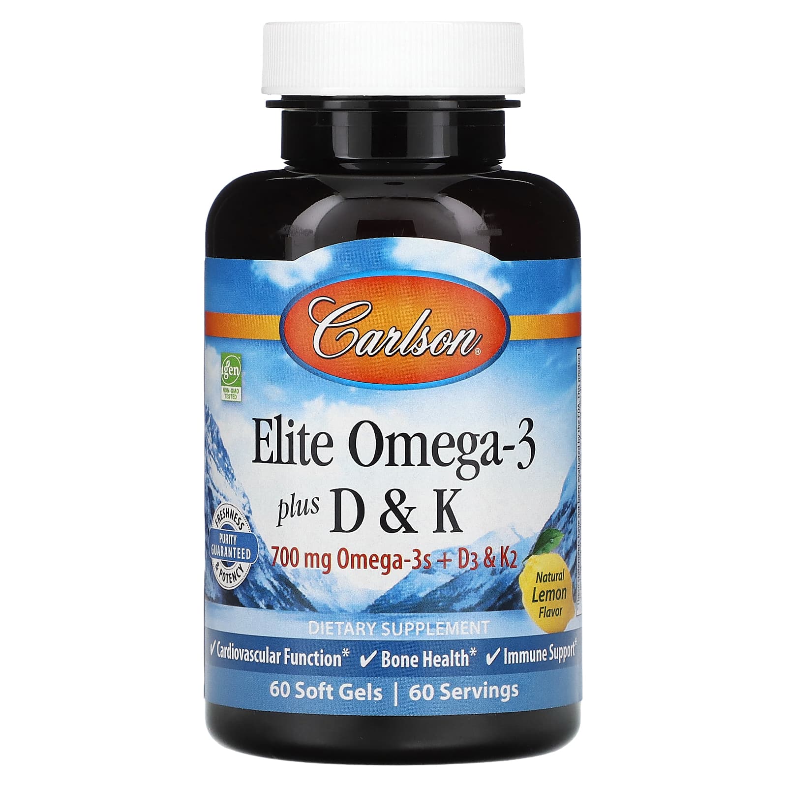 Carlson Omega-3, D3, & K2 Supplement - Natural Lemon Flavor - Image 1