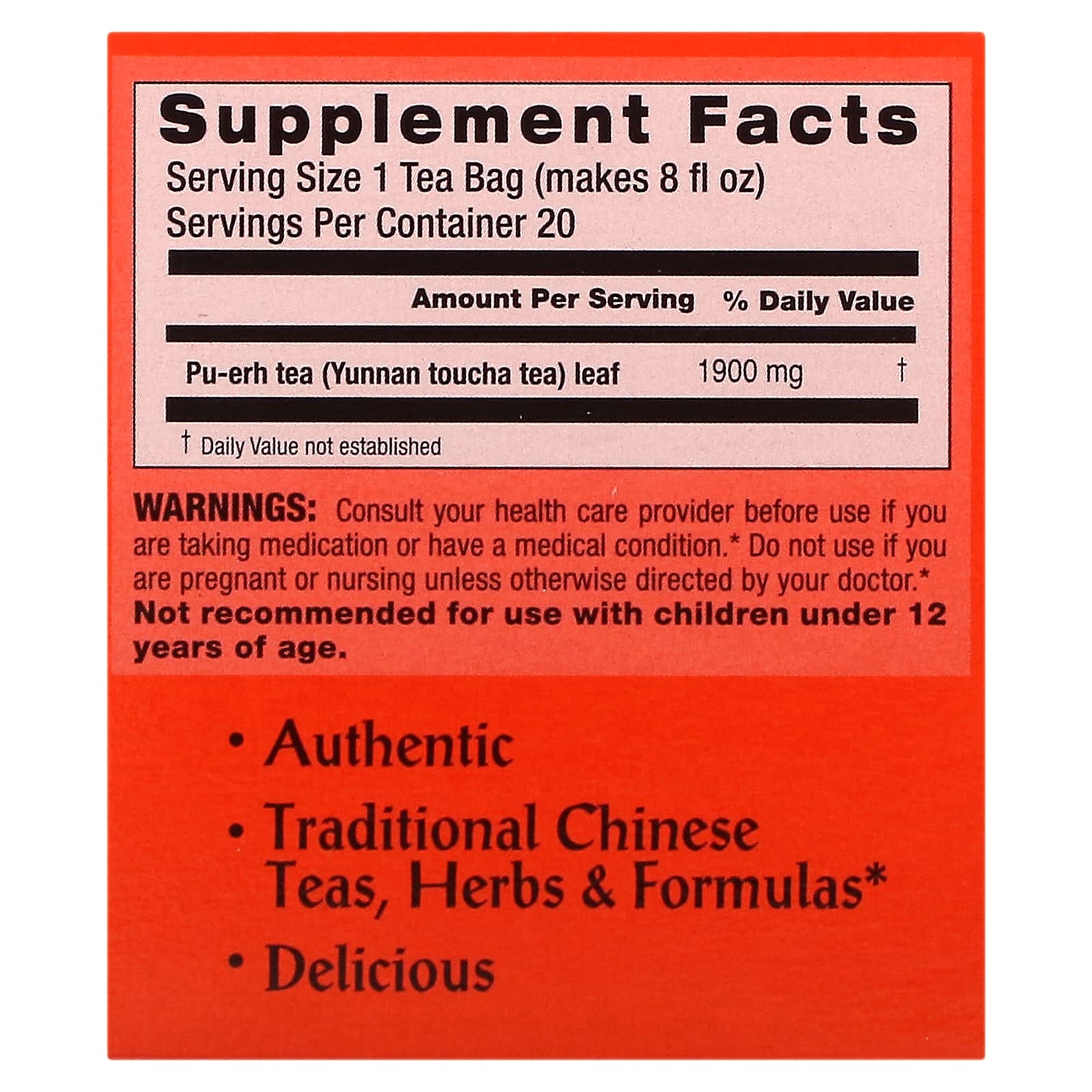 Triple Leaf Tea, Cholesterid-Pu-Erh Tea, 20 Tea Bags, 1.34 oz (38 g) - Image 2