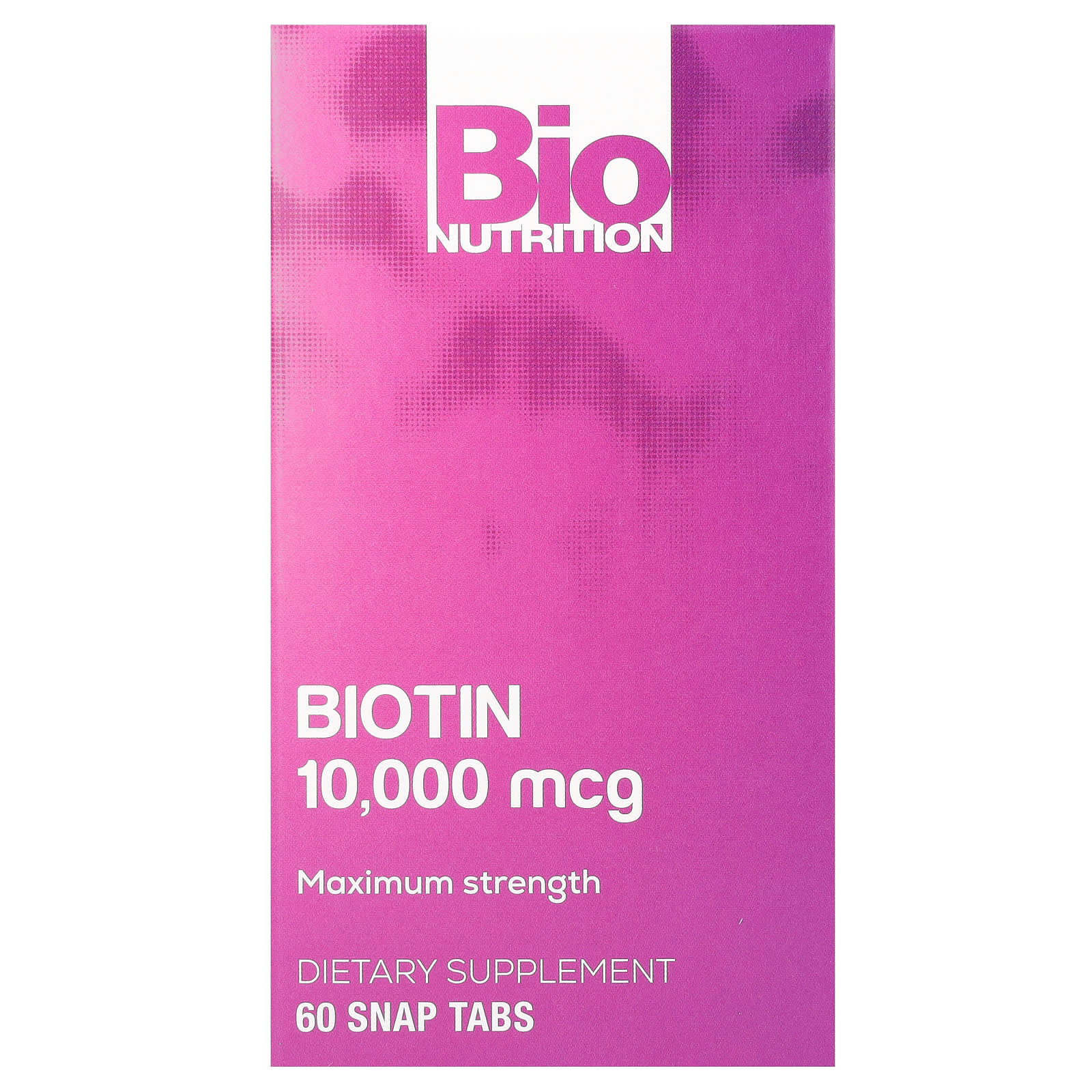 Bio Nutrition Biotin Supplement, 10,000 mcg, Maximum Strength, 60 Snap Tabs - Image 1