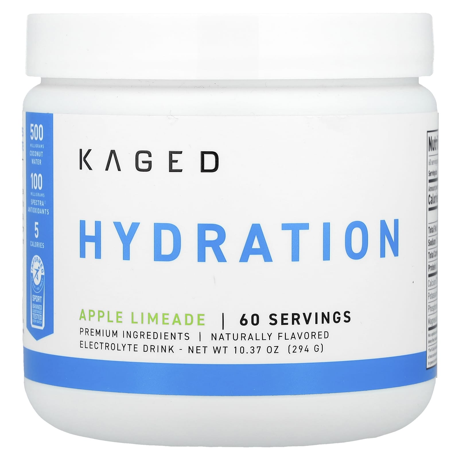 Kaged Hydration Electrolyte Drink Mix, Apple Limeade, 10.37 oz (294g) - Image 1