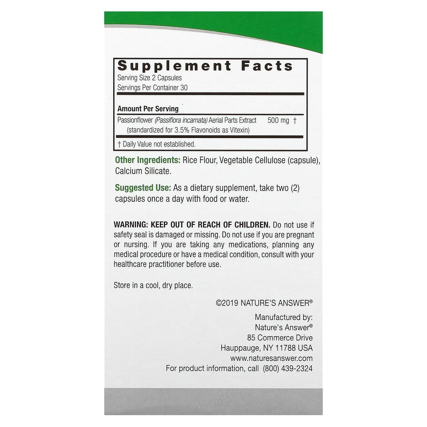 Nature's Answer, Passionflower, 60 Vegetarian Capsule (250 mg per Capsule) - Image 2