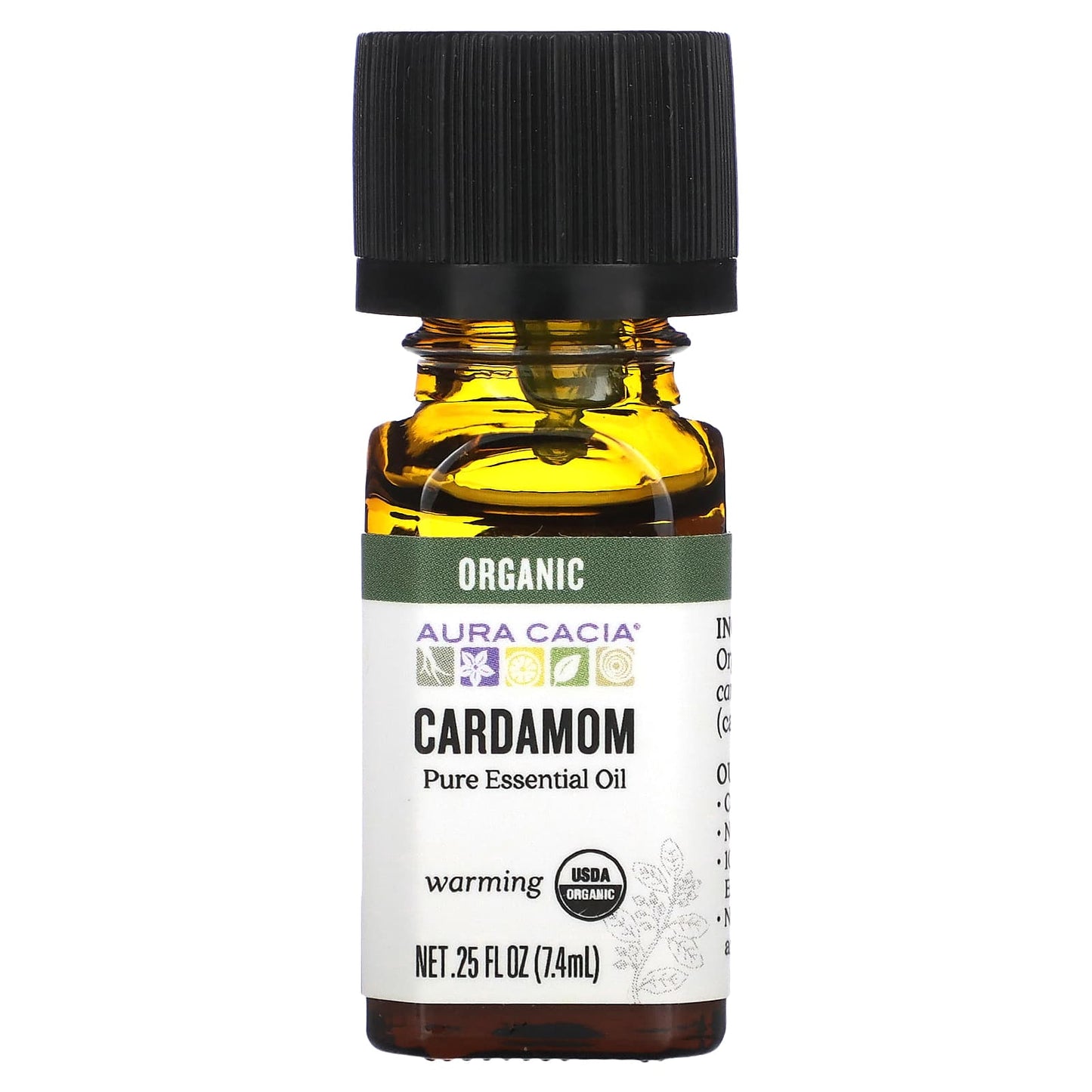 Aura Cacia Organic Cardamom Essential Oil, 0.25 fl oz (7.4 ml) - Image 1
