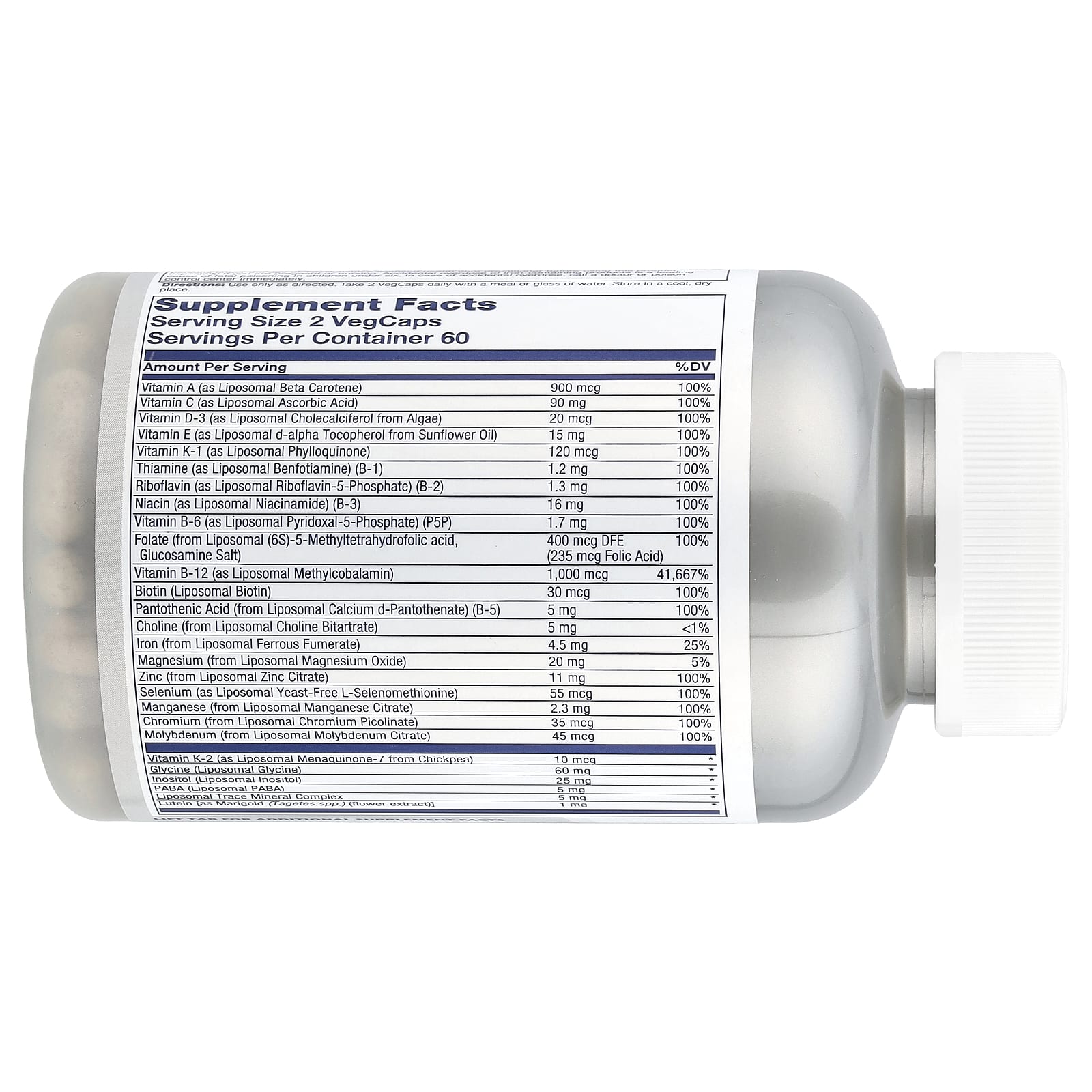 Solaray, High Potency Liposomal Multivitamin, Women's 50+, 120 VegCaps