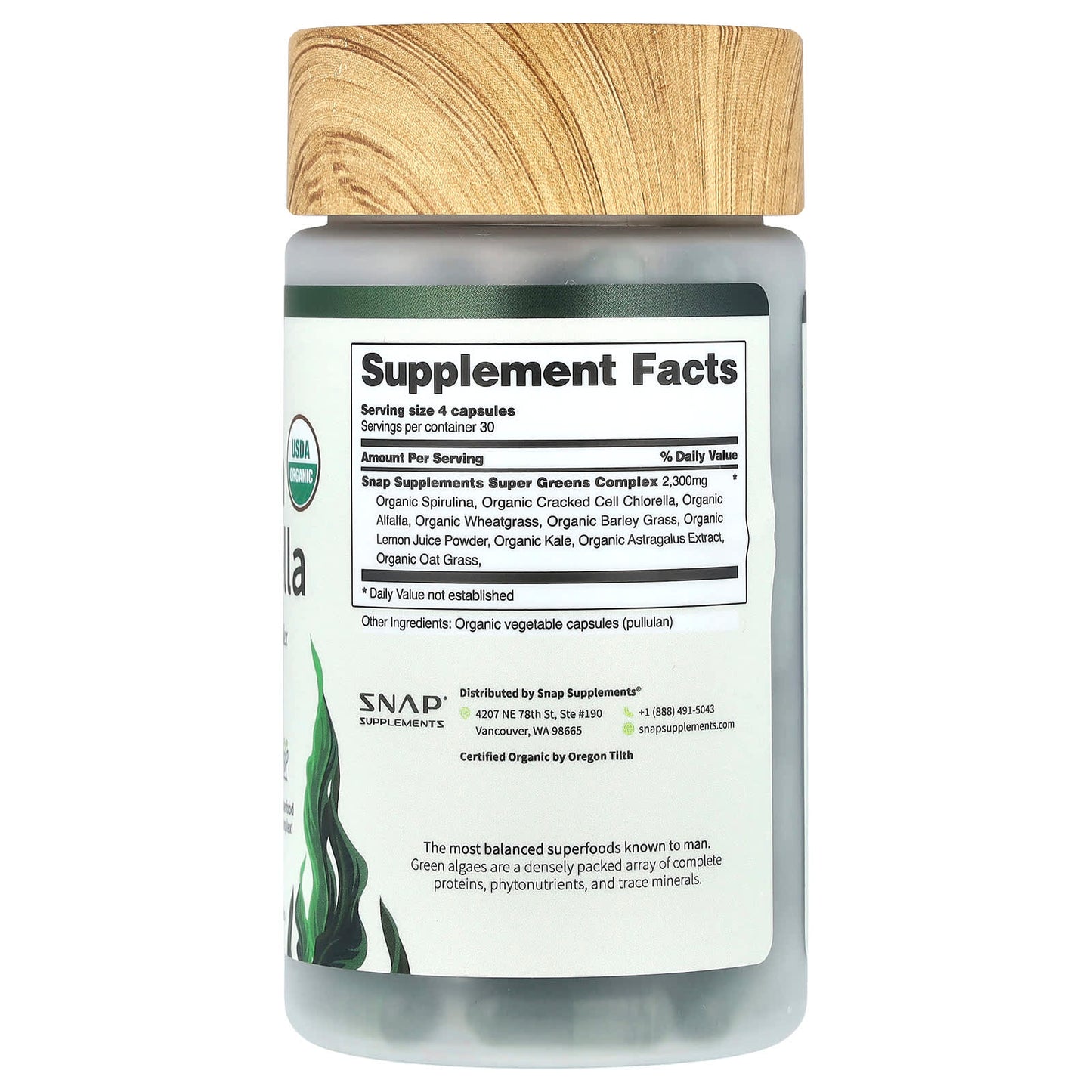 Snap Supplements, Spirulina & Chlorella, 120 Capsules - Image 2