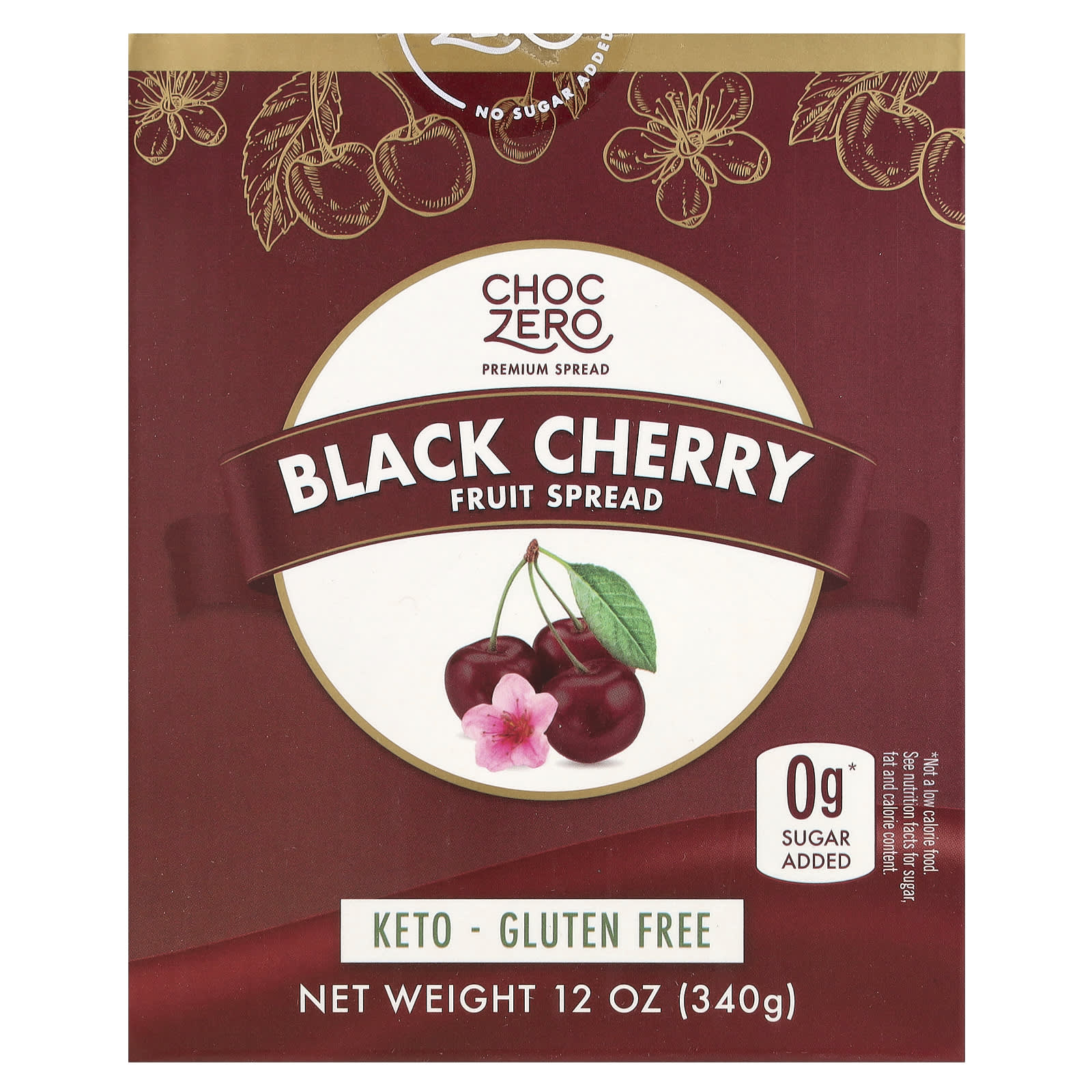 ChocZero Keto Black Cherry Fruit Spread, 12 oz, Gluten Free, Sugar Free - Image 1