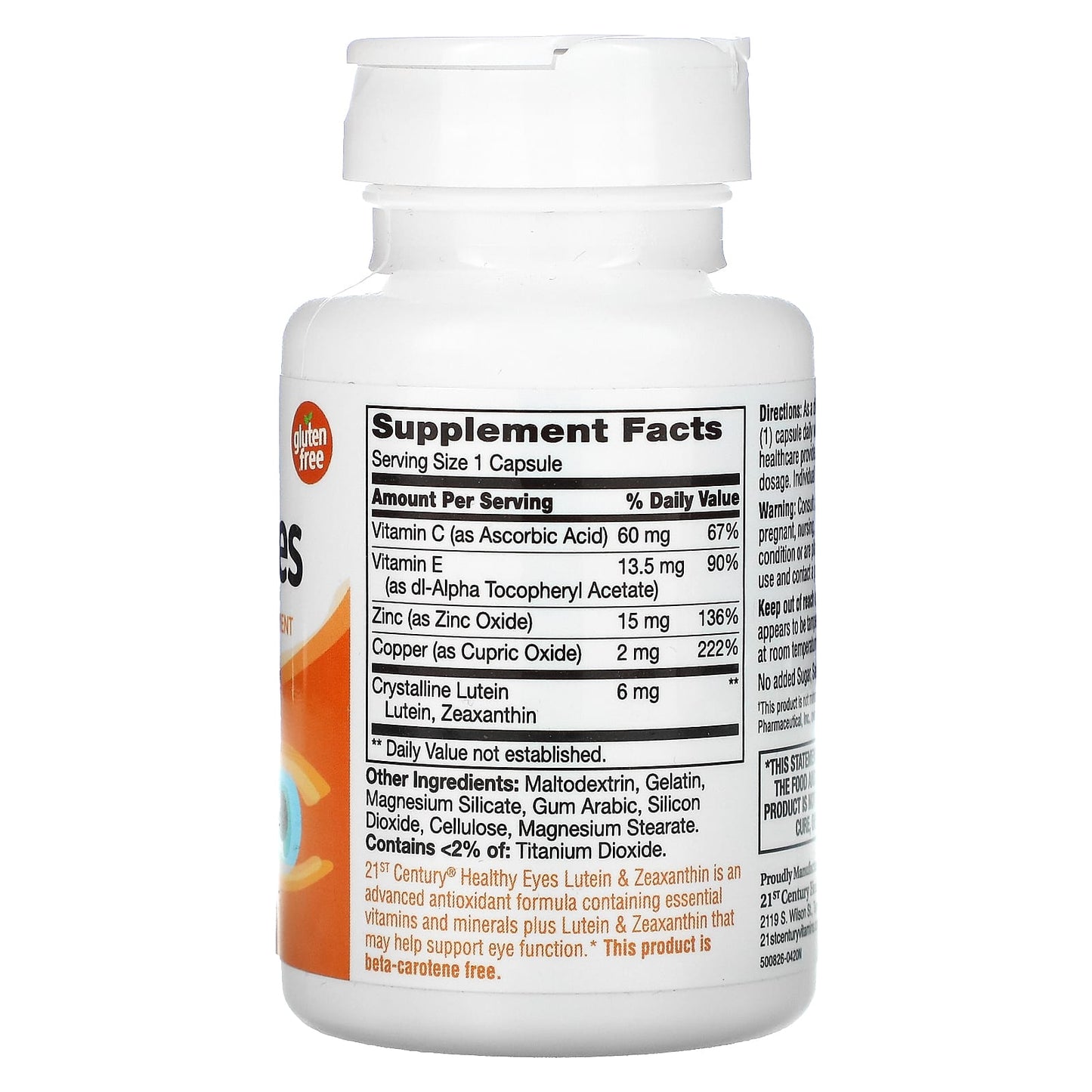 Lutein & Zeaxanthin Eye Vitamin Supplement, 60 Capsules - 21st Century - Image 2
