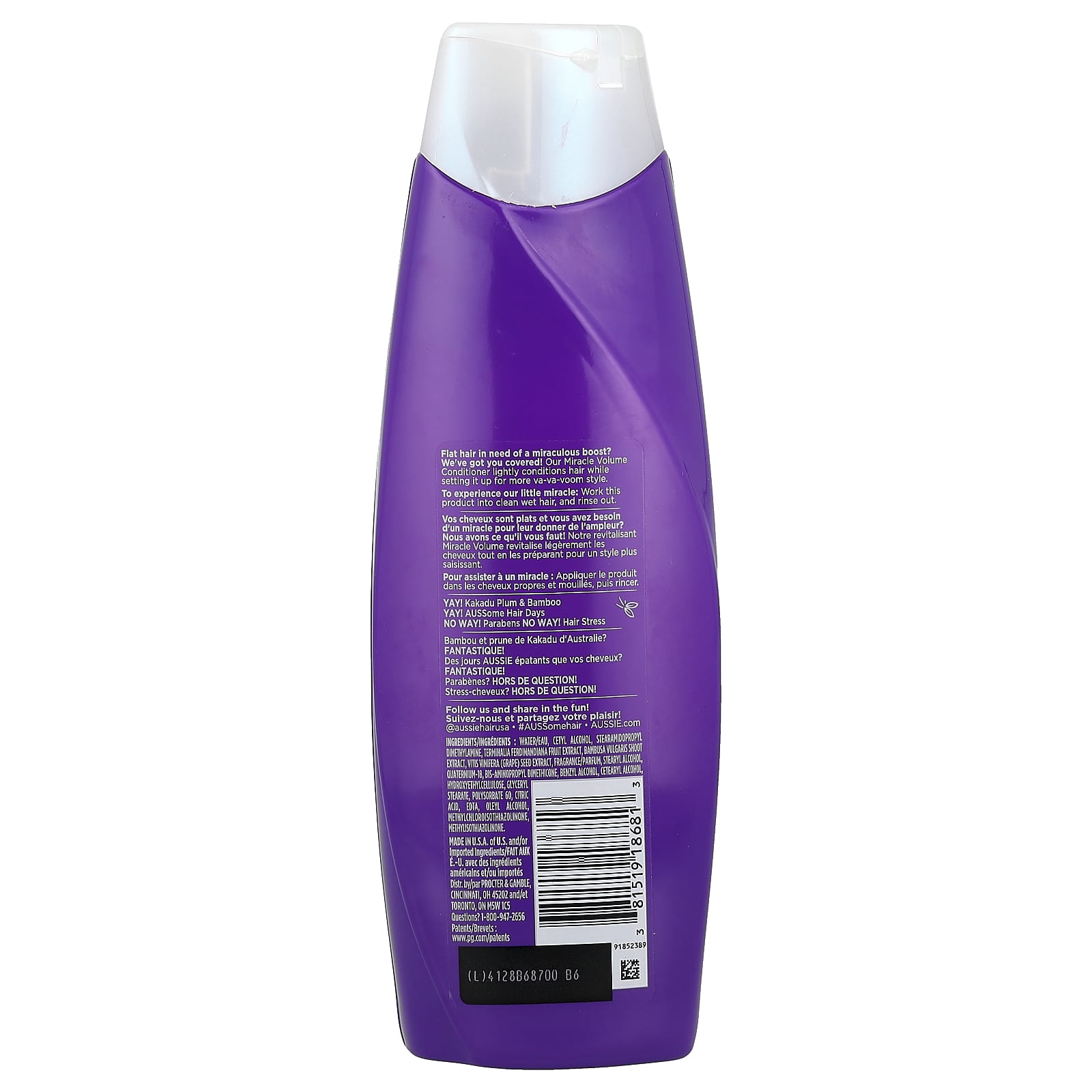 Aussie Miracle Volume Conditioner, Paraben-Free, 12.1 fl oz (360 ml) - Image 2