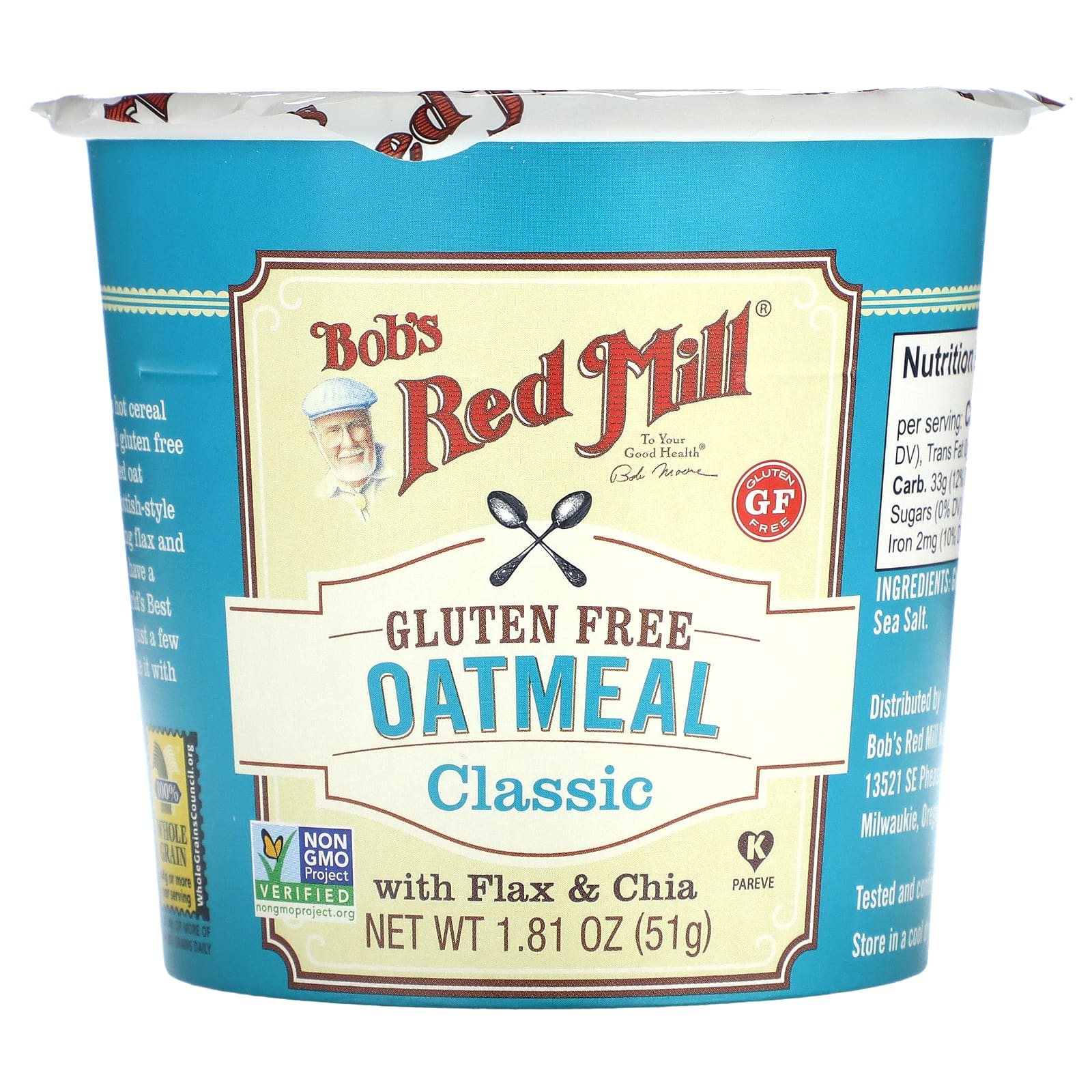 Bob's Red Mill Classic Gluten-Free Oatmeal Cups - On-the-Go Whole Grain Cereal - Image 1