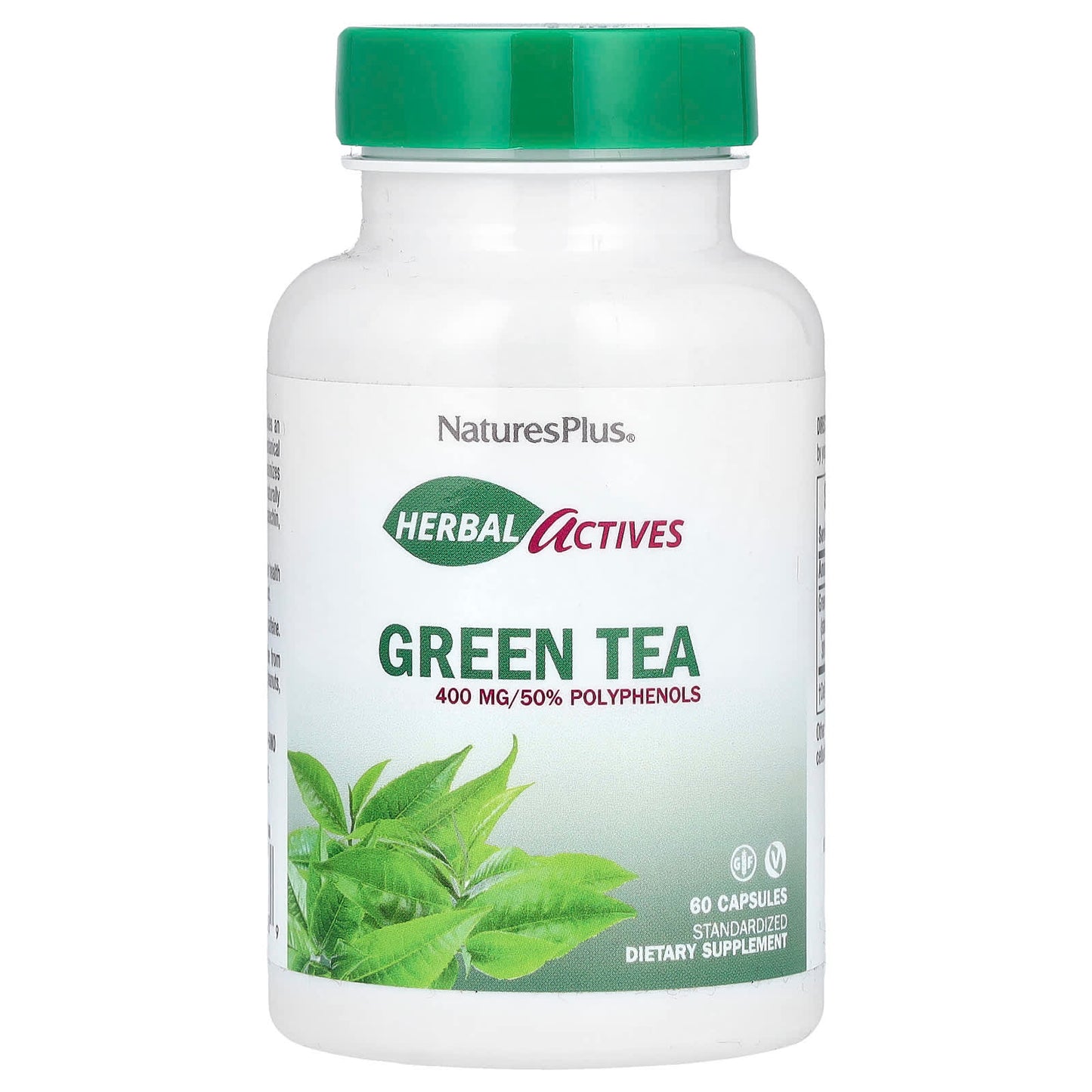 NaturesPlus, Herbal Actives, Green Tea, 400 mg, 60 Capsules - Image 1