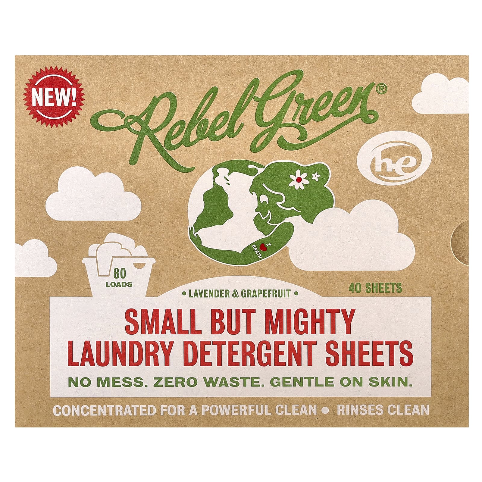 Rebel Green, Small But Mighty Laundry Detergent Sheets, Lavender & Grapefruit, 40 Sheets - Image 1
