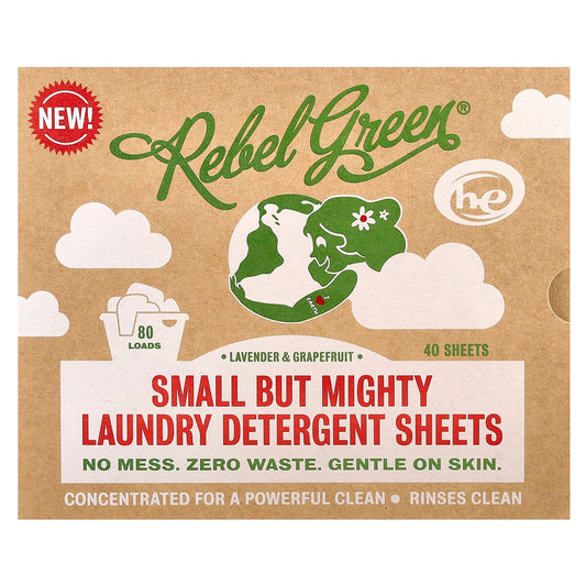 Rebel Green, Small But Mighty Laundry Detergent Sheets, Lavender & Grapefruit, 40 Sheets - Image 1