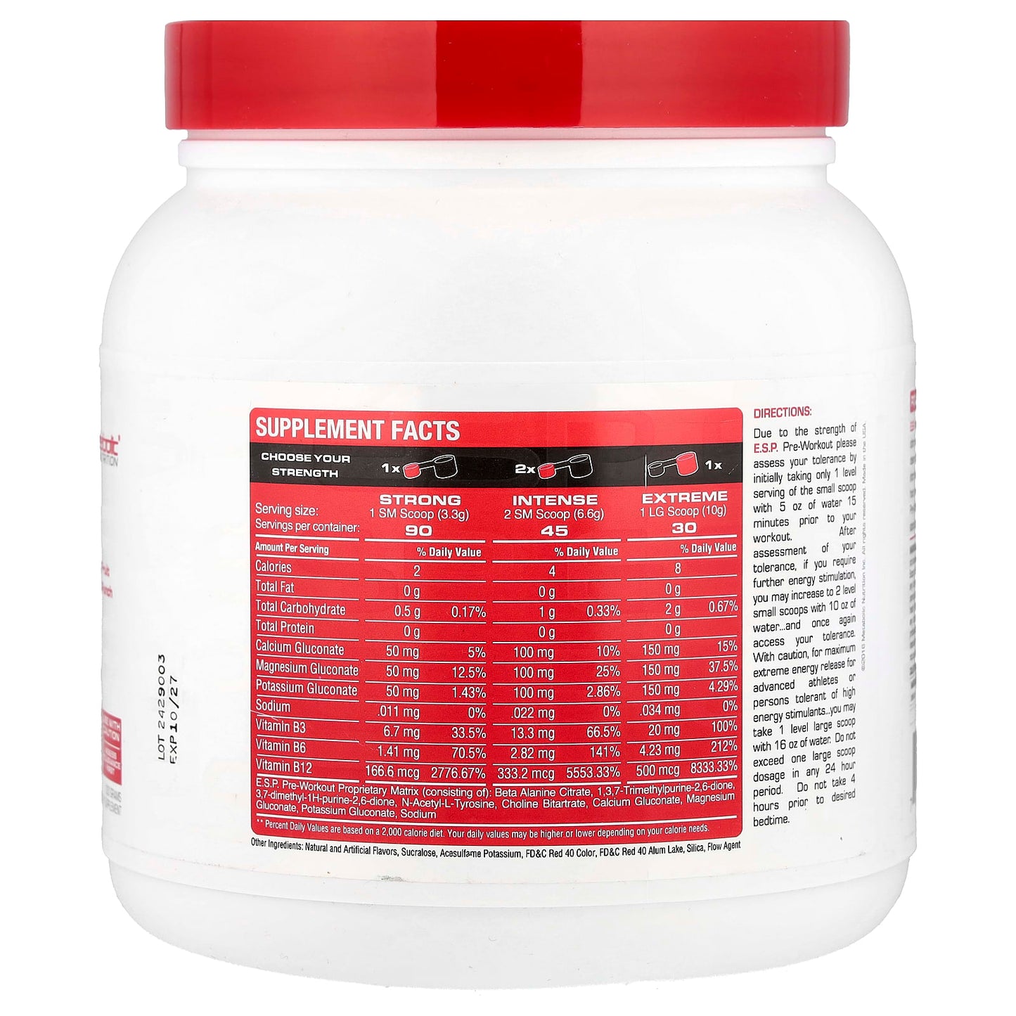 Metabolic Nutrition, E.S.P.® Pre-Workout, Fruit Punch, 300 g - Image 2