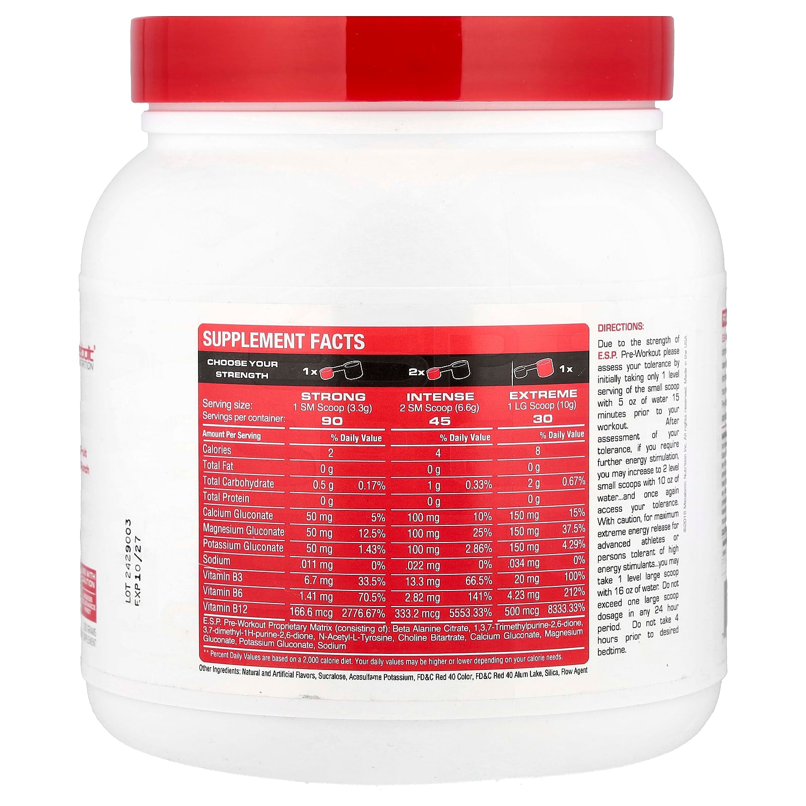 Metabolic Nutrition, E.S.P.® Pre-Workout, Fruit Punch, 300 g - Image 2
