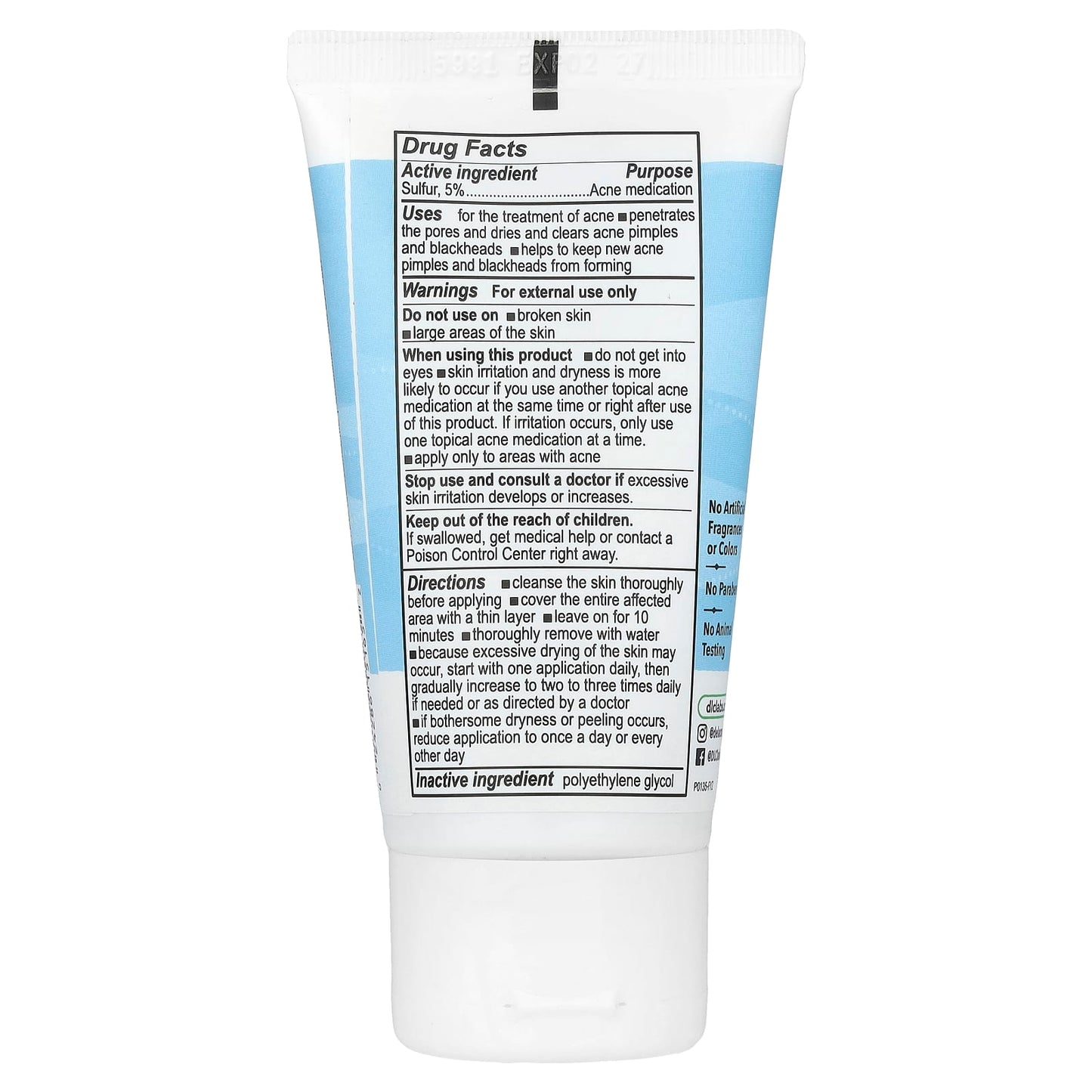 De La Cruz Sensitive Skin Acne Treatment Ointment with 5% Sulfur, 2.6 oz - Image 2