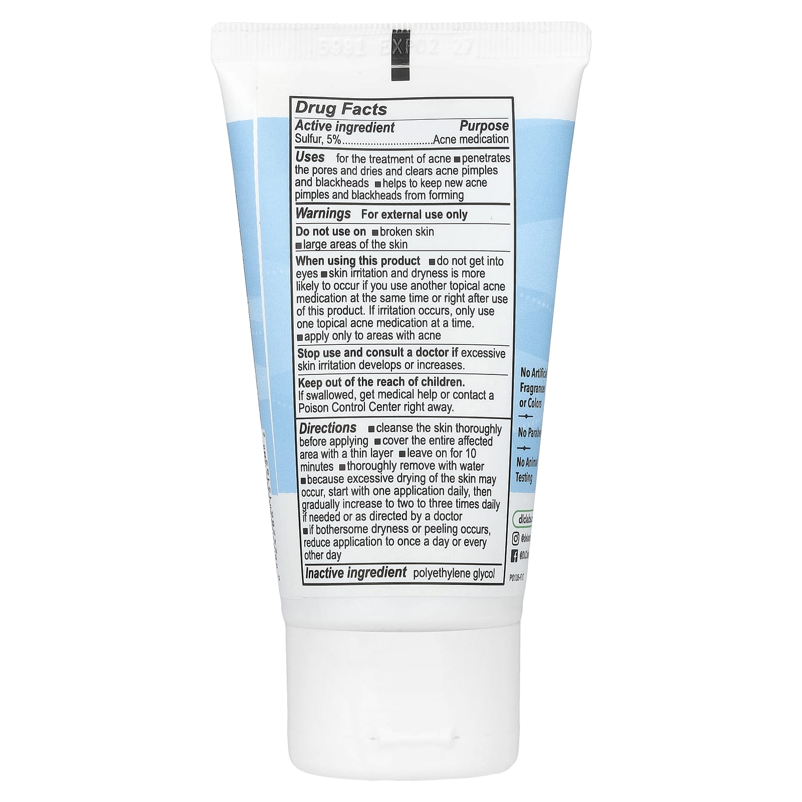 De La Cruz Sensitive Skin Acne Treatment Ointment with 5% Sulfur, 2.6 oz - Image 2