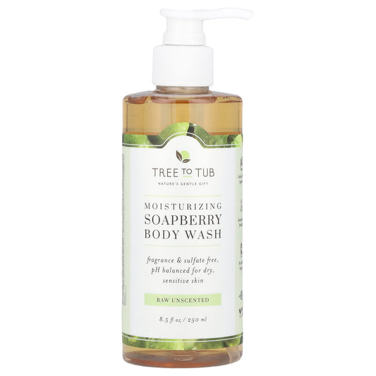 Tree To Tub, Moisturizing Soapberry Body Wash, Raw Unscented , 8.5 fl oz (250 ml) - Image 1