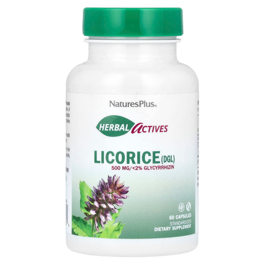 NaturesPlus, Herbal Actives, Licorice (DGL), 500 mg, 60 Capsules - Image 1