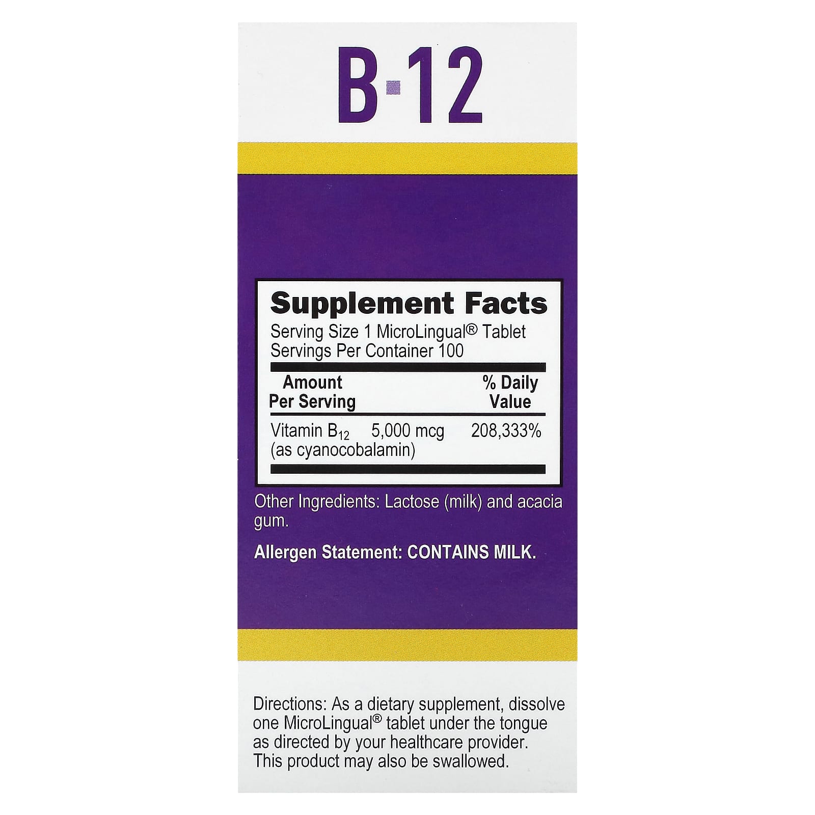 Superior Source, B-12 (Cyanocobalamin), 5,000 mcg, 100 MicroLingual Instant Dissolve Tablets - Image 2