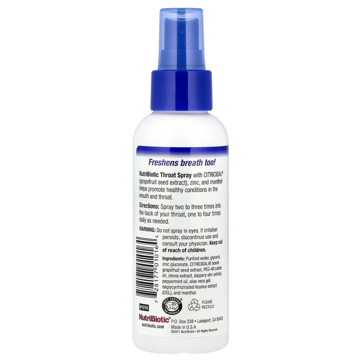 NutriBiotic, Throat Spray with Grapefruit Seed Extract plus Zinc & Menthol, 4 fl oz (118 ml) - Image 2